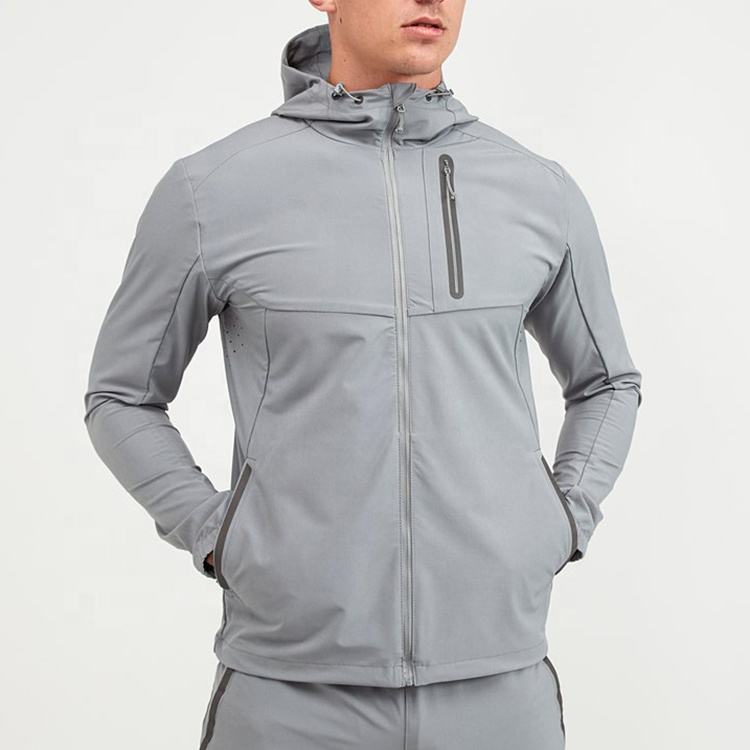 OEM custom logo brand men's streetwear outdoor sports track 100% polyester zip up windbreaker jacket for men