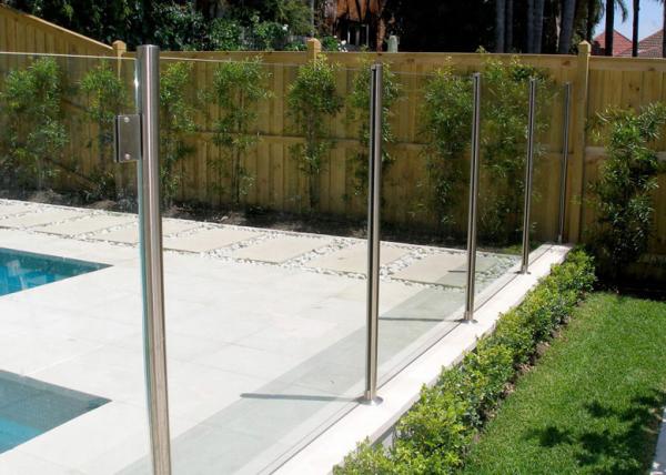 Mirror Balcony Stainless Steel Glass Balustrade , Residential Glass Railing