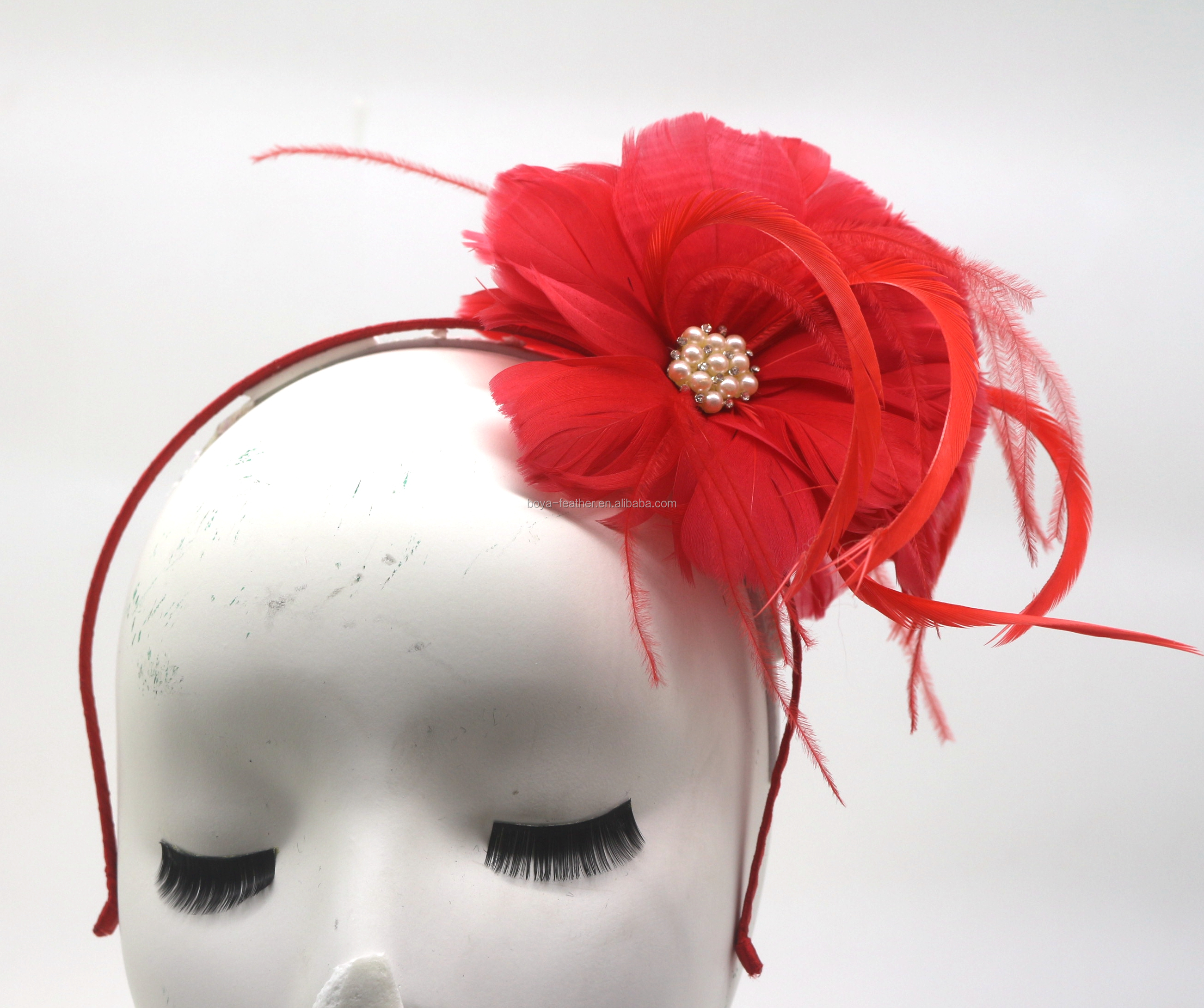 Wedding Party Pageant Ostrich Feather Flower Mount with Headband Shipping DHL UPS FEDEX EMS TNT