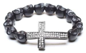 Quality Alloy Cross Bracelet, Black Synthetic Turquoise Skull wholesale