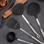 Kitchen tools utensils set with Nylon head Stainless steel handle fork ladle