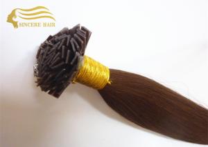 Quality 20&quot; Dark Brown Pre Bonded Flat Tip Remy Human Hair Extensions 1.0 Gram / Strand For Sale wholesale