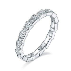 Quality Sterling Silver Moissanite Jewelry Round Cut Ring Snake Wedding Bands White Gold 0.5ct wholesale