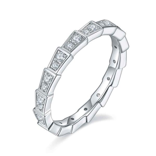 Sterling Silver Moissanite Jewelry Round Cut Ring Snake Wedding Bands White Gold