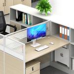 Modern Simple Staff Screen Office Desk And Chair Combination 2 People Wooden