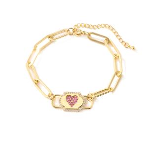 Quality Elegant 18k Gold Chain Bracelet Women , Synthetic CZ Gold Plated Charm Bracelet wholesale