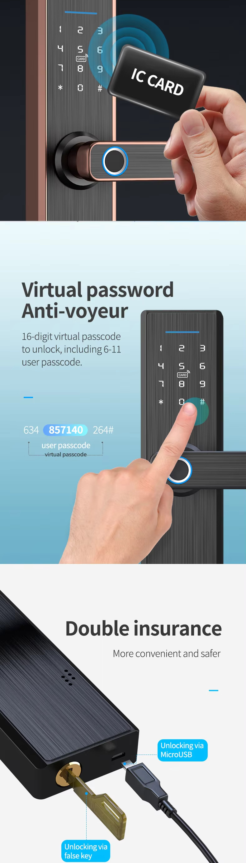 Password Digital Door Lock 280*65*21mm Digital Electronic Door Lock Eu Standard