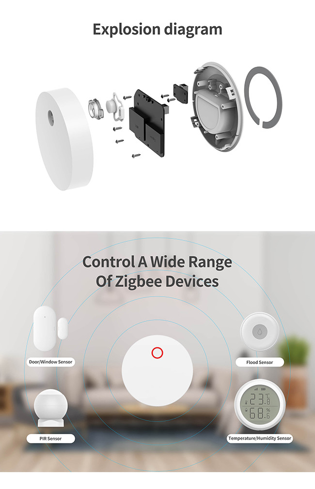 FCC Zigbee Smart Hub 100m Tuya Zigbee Wireless Gateway Hub