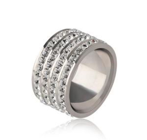 Quality Men′s Jewelry Fashion Silver Ring Full Diamond Finger Rings 316L Titanium Steel Diamond Ring wholesale