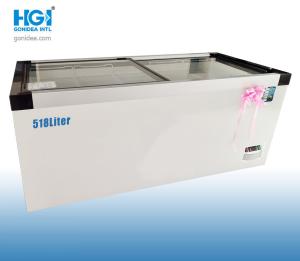 Quality Supermarket Sliding Glass Top Chest Freezer Ice Cream 518 Liter 220V wholesale