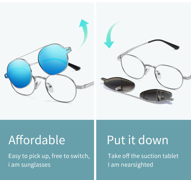 UV400 Magnetic Sunglasses Clip On For Men Women Polarized Retro Anti Glare