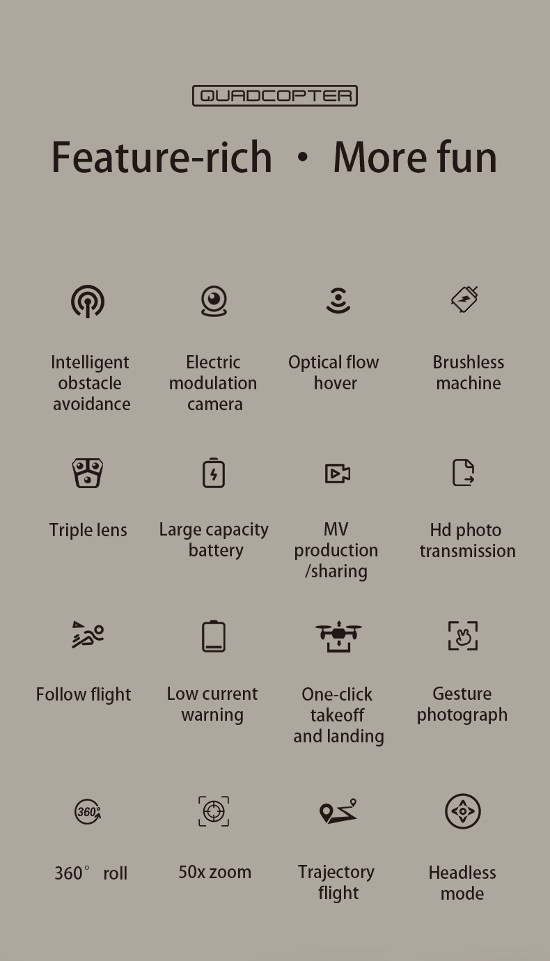 Flagship Performance Racing Drones Natural Color J16 Drone with Intelligent Obstacle Avoidance and Three Camera System
