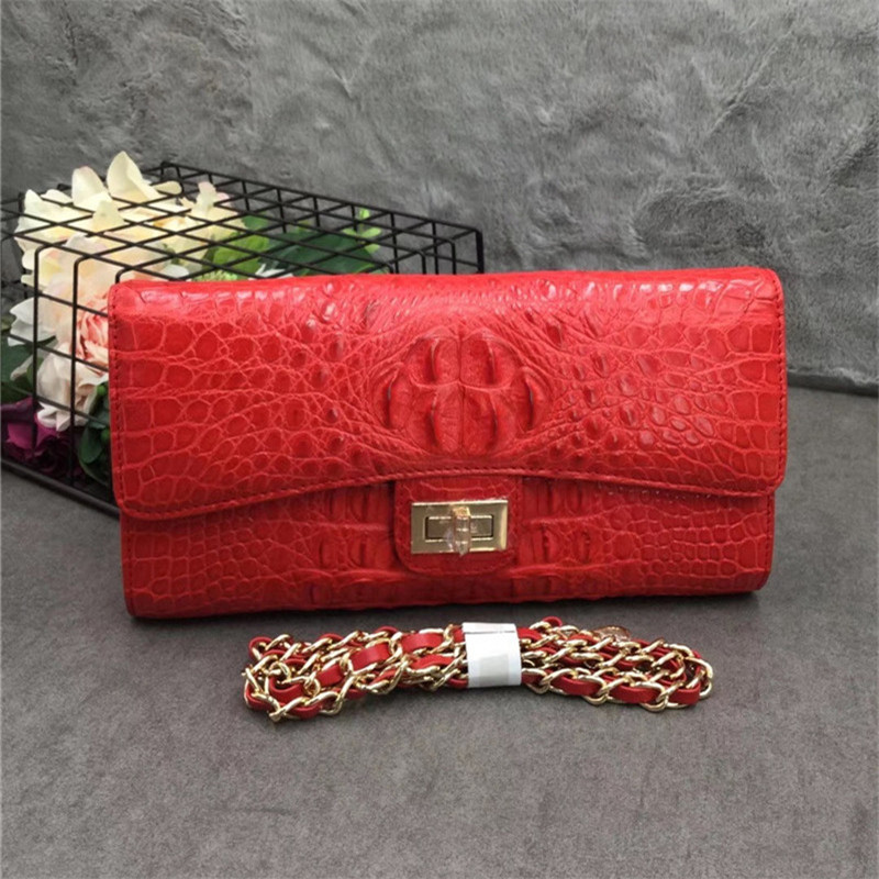 Exotic Alligator Skin Female Small Clutch Purse Authentic Real Crocodile Leather Women Flap Bag Lady Cross Shoulder Bag