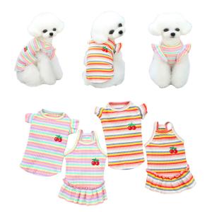 Quality Embroidered Dog Pet Clothes Pure Cotton With Classic Stripes wholesale