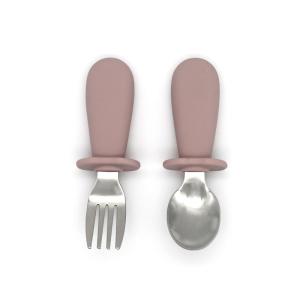 Quality 316 Stainless Steel Baby Silicone Fork And Spoon Set 4.33 Inch Height 1.42 Inch Width wholesale
