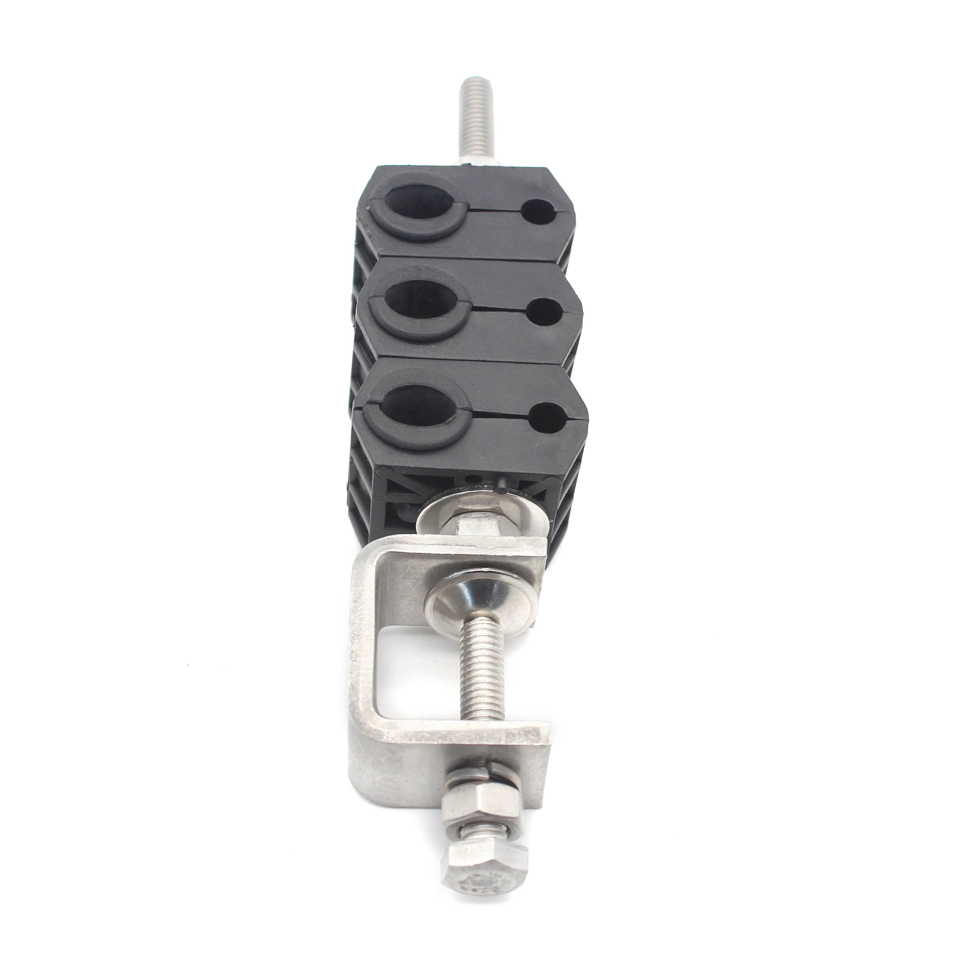 Black Finish 304 Stainless Steel Double Hole Fiber Cable Hangers RF 1/2" Feeder Clamp