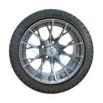 Golf Cart Machined Gunmetal 14 inch Rims with Street Tire, Alloy Wheel and Tire