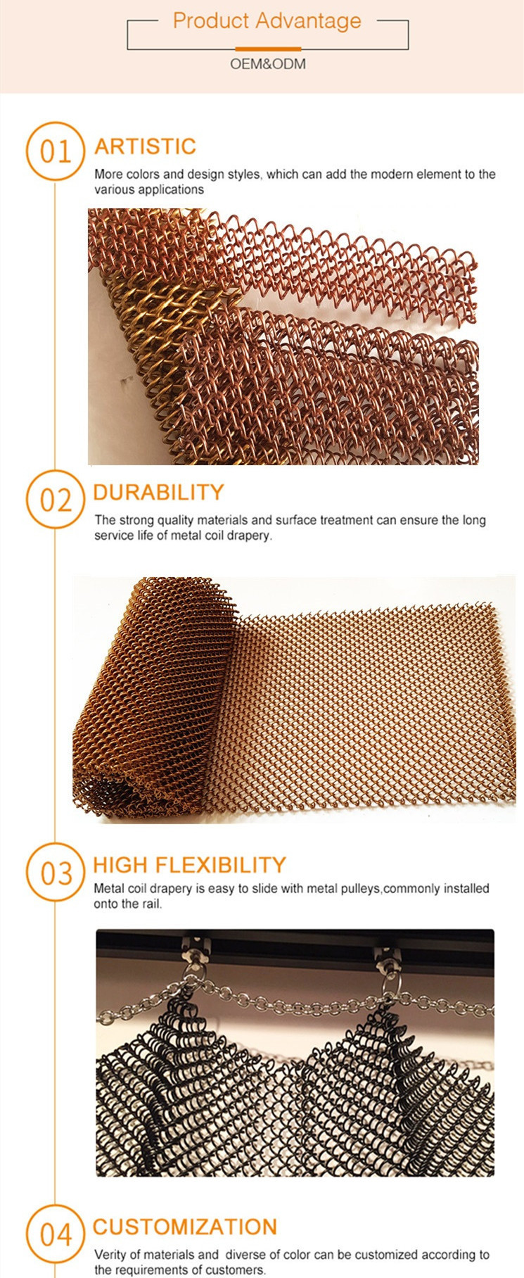 Decoration Colors Aluminum Alloy Coil Metal Mesh Curtain As Metal Room Ceilings