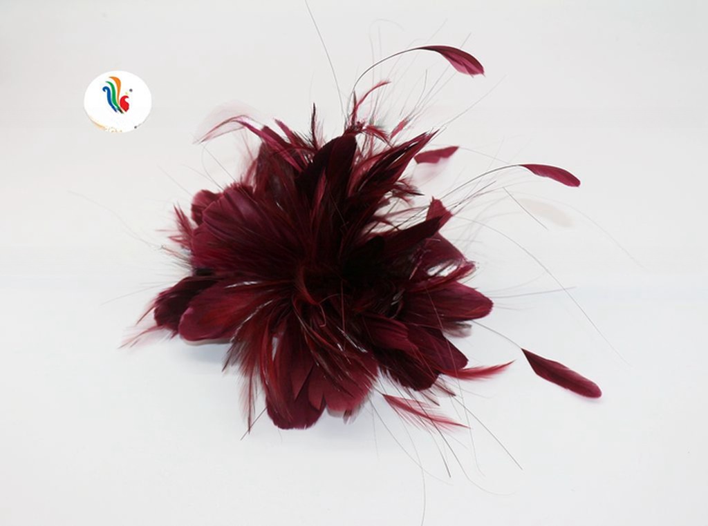European and American Style Party Decoration Goose and Hackle Feather Flower Mount with Wire Accessory 15*30 cm