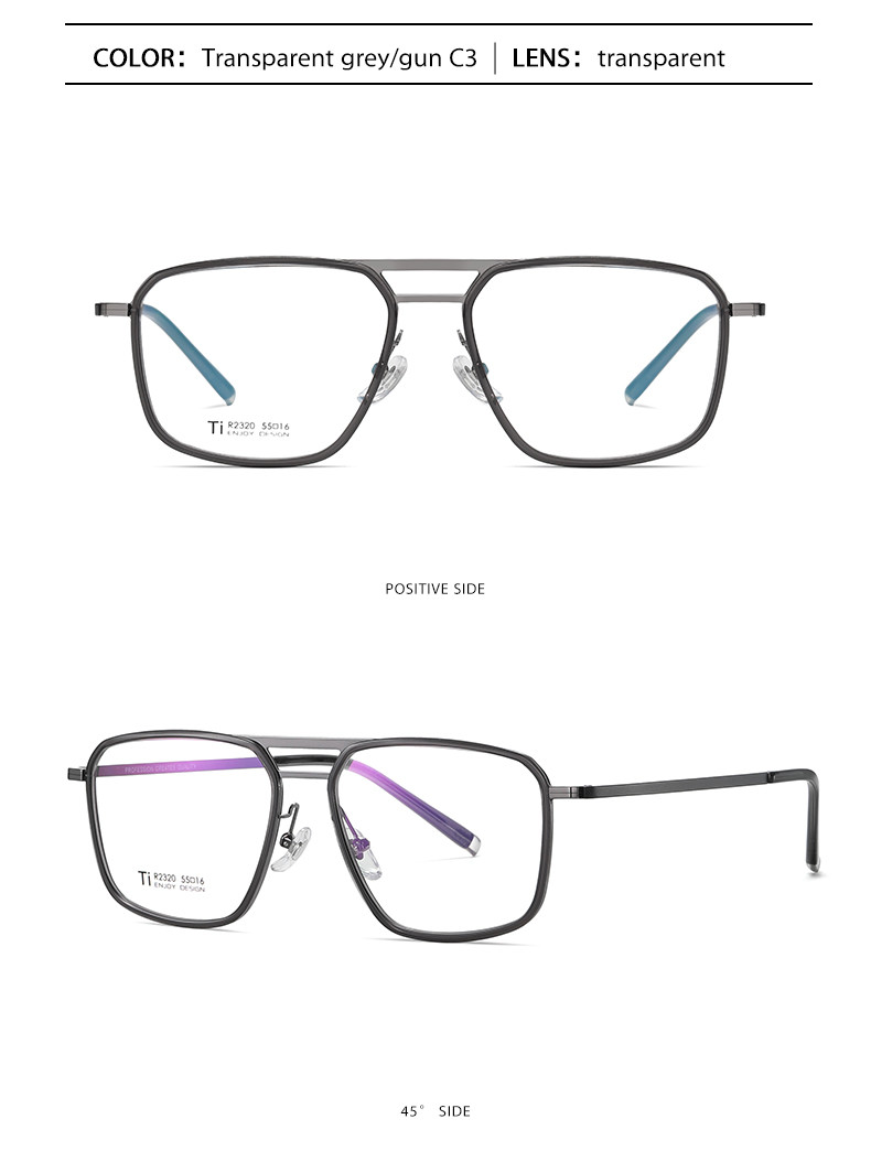Clear Lens Acetate Titanium Glasses , Unisex Metal Frame Glasses OEM