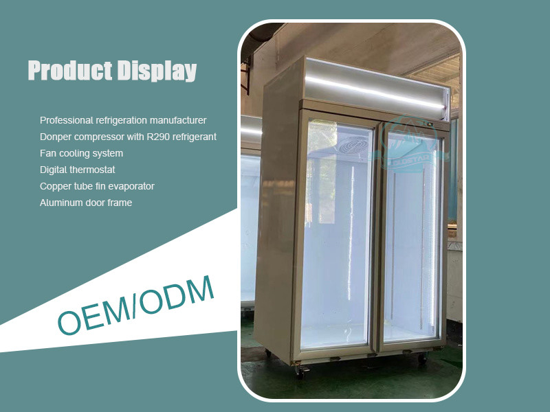 Refrigerator Promotional Double Door Fridge With Glass Door Commercial Beverage Freezer Display Fridge