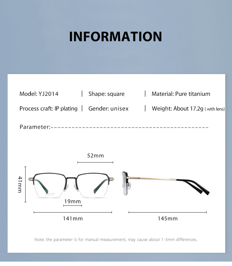 Men Titanium Frame Glasses , OEM Transparent Half Frame Glasses