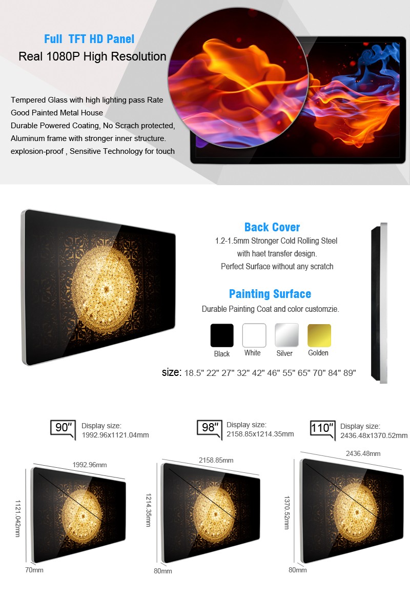 32 Inch Wall Mount Touch Screen With Calendar Digital Signage Advertising Sign Board