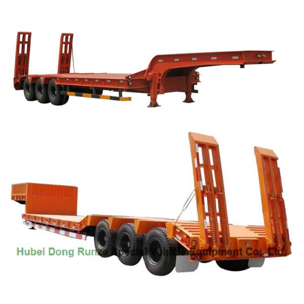 Gooseneck Tri-axle Hydraulic Ladder Lowbed Semi Trailer Heavy Machine 60ton