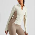 Nylon Women's Horse Riding Tops Color Blocked Non Slip Zip Top Coat