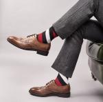 Outdoor Mens Brown Patent Leather Shoes , Mixed Color Square Toe Luxury Mens