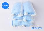 175*95mm Blue Color Disposable Earloop Face Mask 3 Layers Comfortable