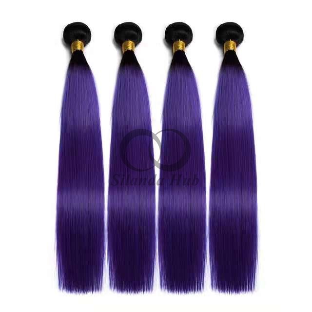 #T1B/Purple Straight Remy Human Hair Bundles Sew In Weave Bundles Brazilian Bundle Deals