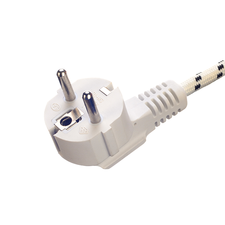 1 8m Braided/Cotton Cable Stripped End VDE Approved European Cee7/7 AC Cord for Steam Iron and Rice Cooker
