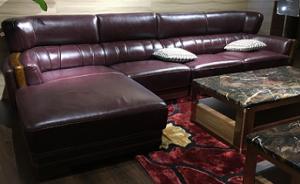 Quality Traditional Design Leather Sectional Furniture / Brown Leather Sectional Couch wholesale