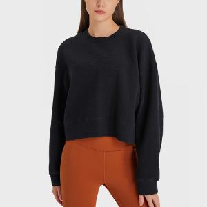 Quality Black Pullover Workout Running Women Yoga Tops Cropped Hoodies wholesale