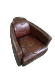 Brown Single Italian Leather Sofa Chair For Living Room