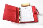 Red Color A6 Ring Binder Organiser With Pen Holder / Snap Fastener / Back Pocket
