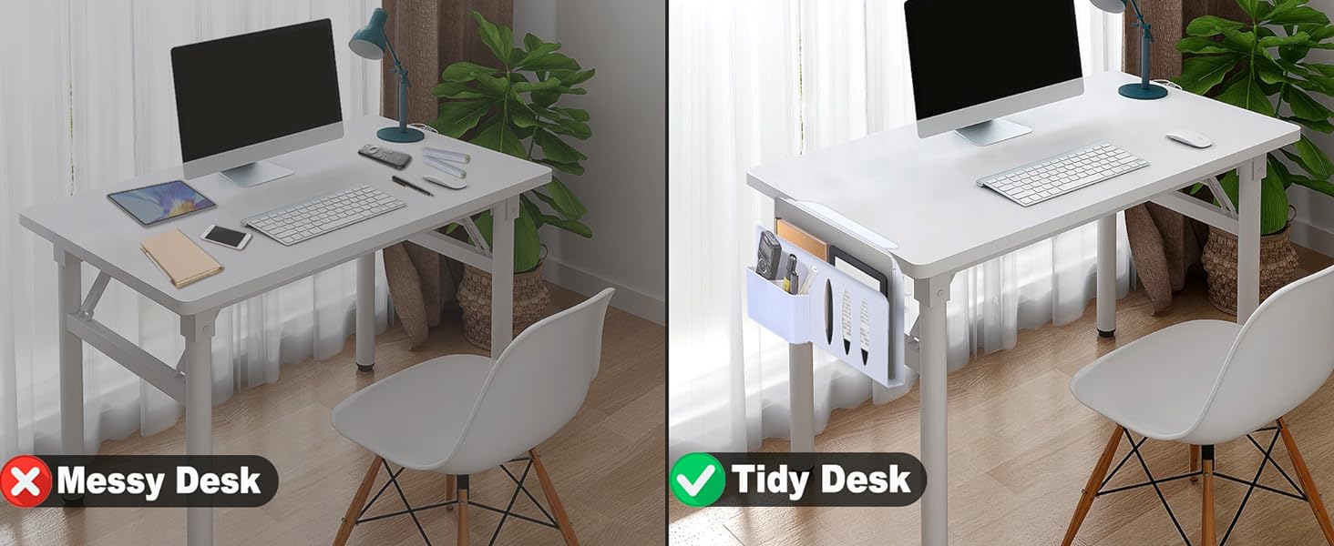 Metal Desk Drawer for Cable Management Under Desk Office Desk Clamp-On Holder White