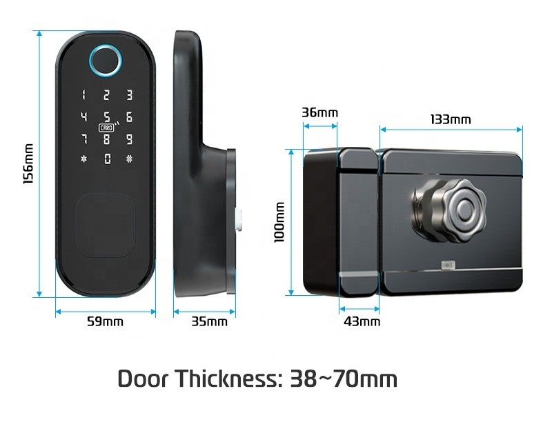 Bluetooth Fingerprint Rim Keypad Mechanical Key Nfc French Door Security Locks