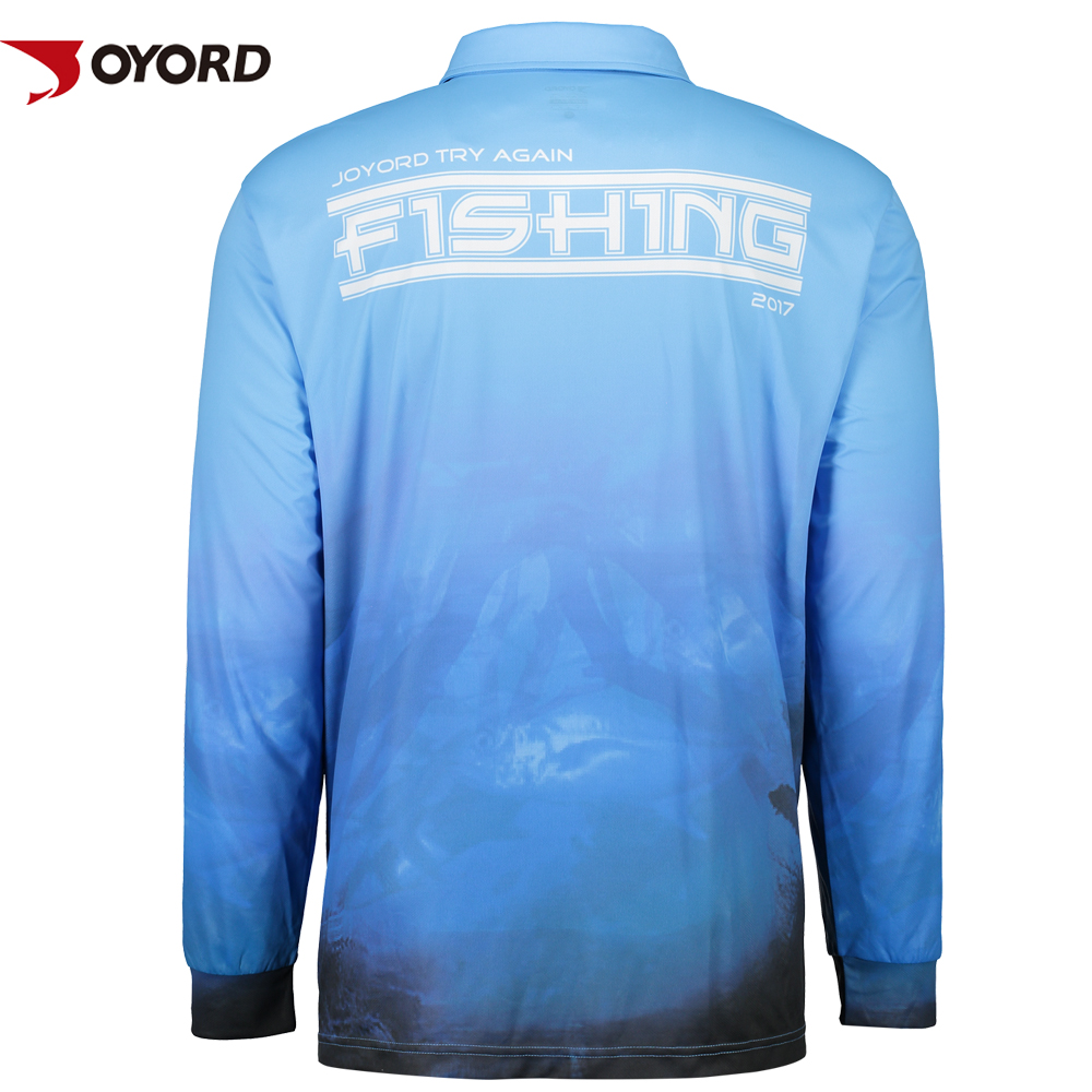 Multi - Functional Fabric Sublimated Fishing Jerseys 3D Cutting Breathable Blue Color