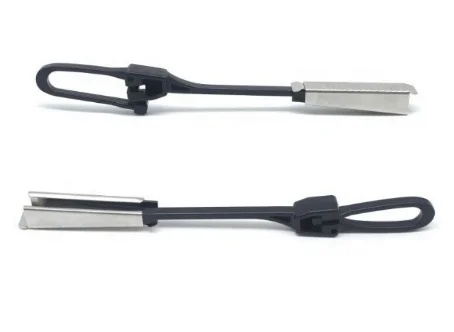 FTTH Nylon and Metal Flat Optical Plastic Fiber Optic Drop Cable Black Fiber Tension Clamp