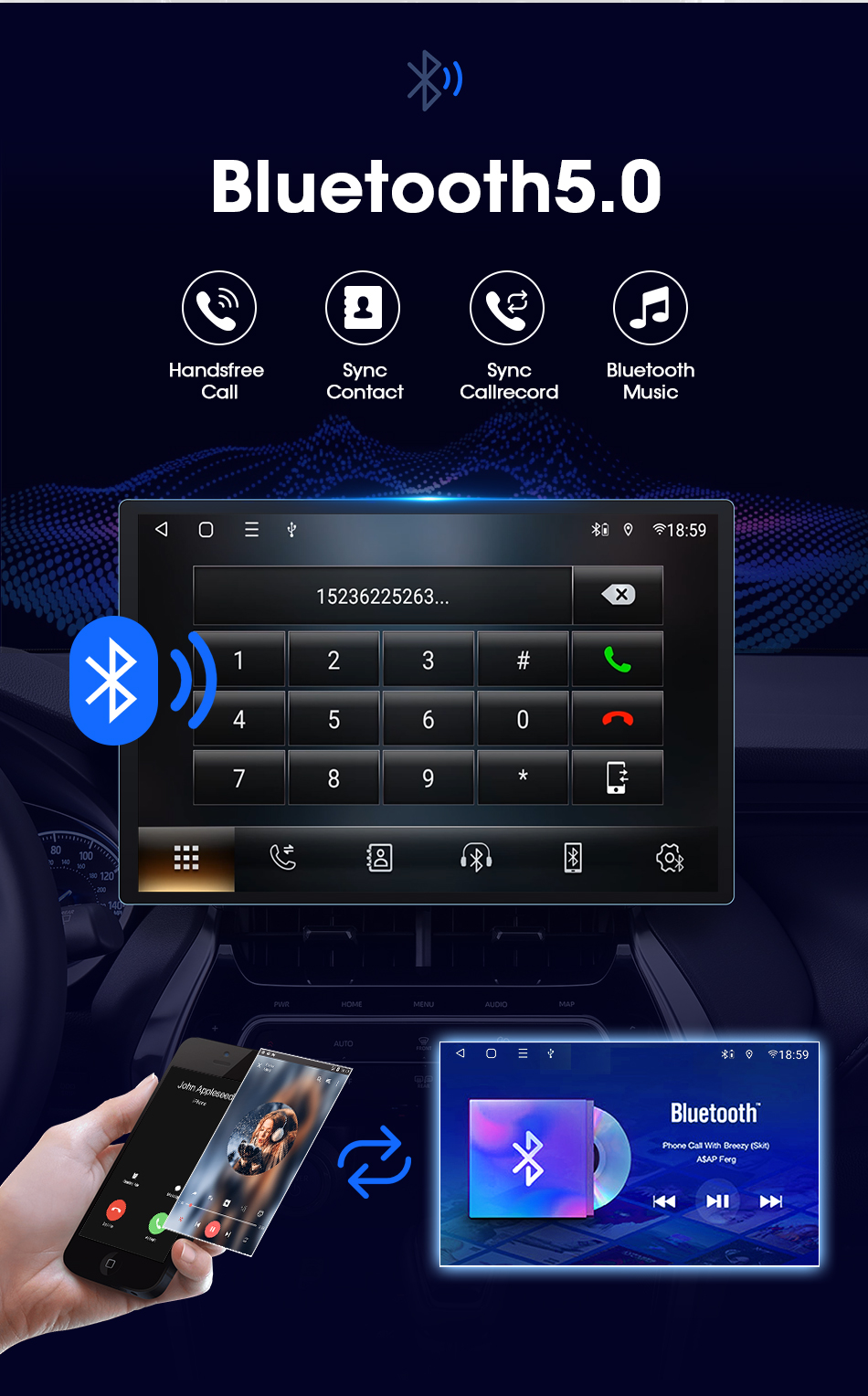 Universal Year 13" 2 Din Car Radio 1920*1200P QLED Built-in CarPlay Multimedia Stereo