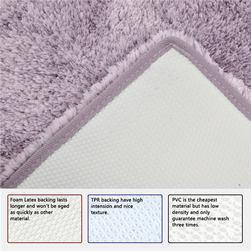 Tufted Shaggy Latex Backed Bath Mats Purple Toilet Mat