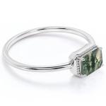 Vintage S925 Sterling Silver Rose Gold Plated Jewelry Green Moss Agate Raw Ring