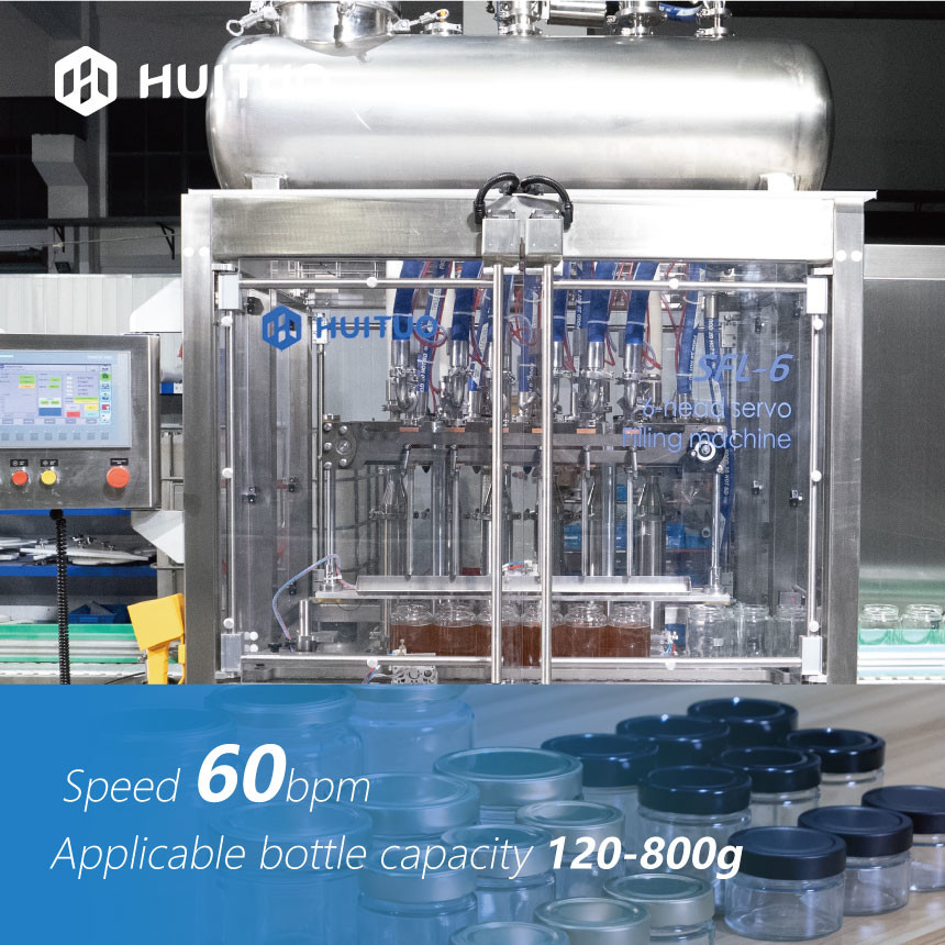 Automatic Glass Jar Bottle 6 Head Servo Piston Filler For Syrup Honey