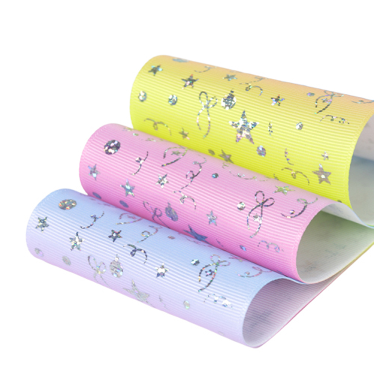 Silver Foil Personalisable Grosgrain Polyester Ribbon 75mm