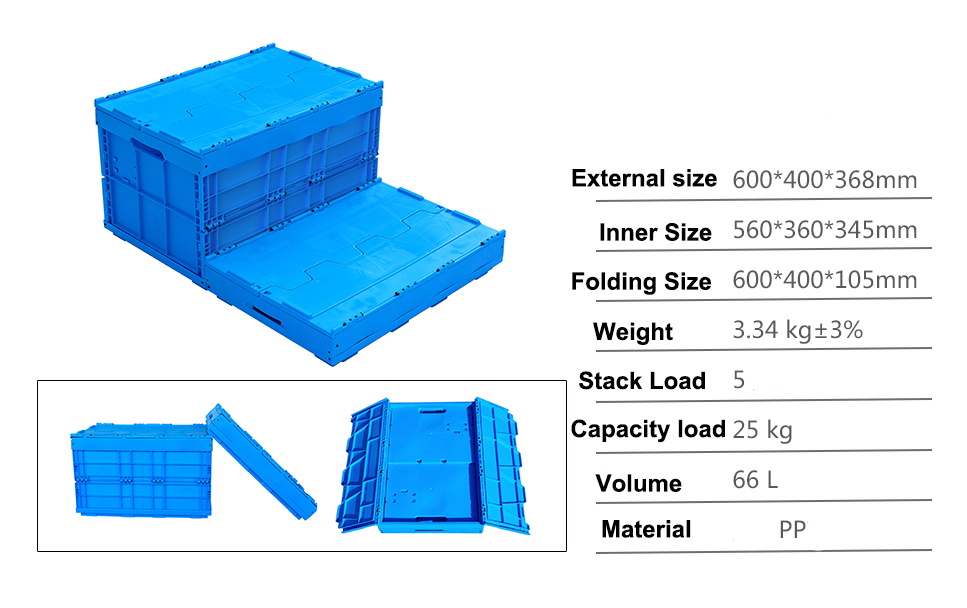 Collapsible Outdoor Storage Container Plastic Folding Bins with Mesh Style PP Material