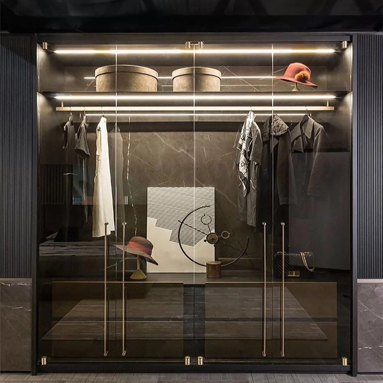 Modern Tempered Glass Wardrobe Back Painted 18mm To 22mm Door Thick