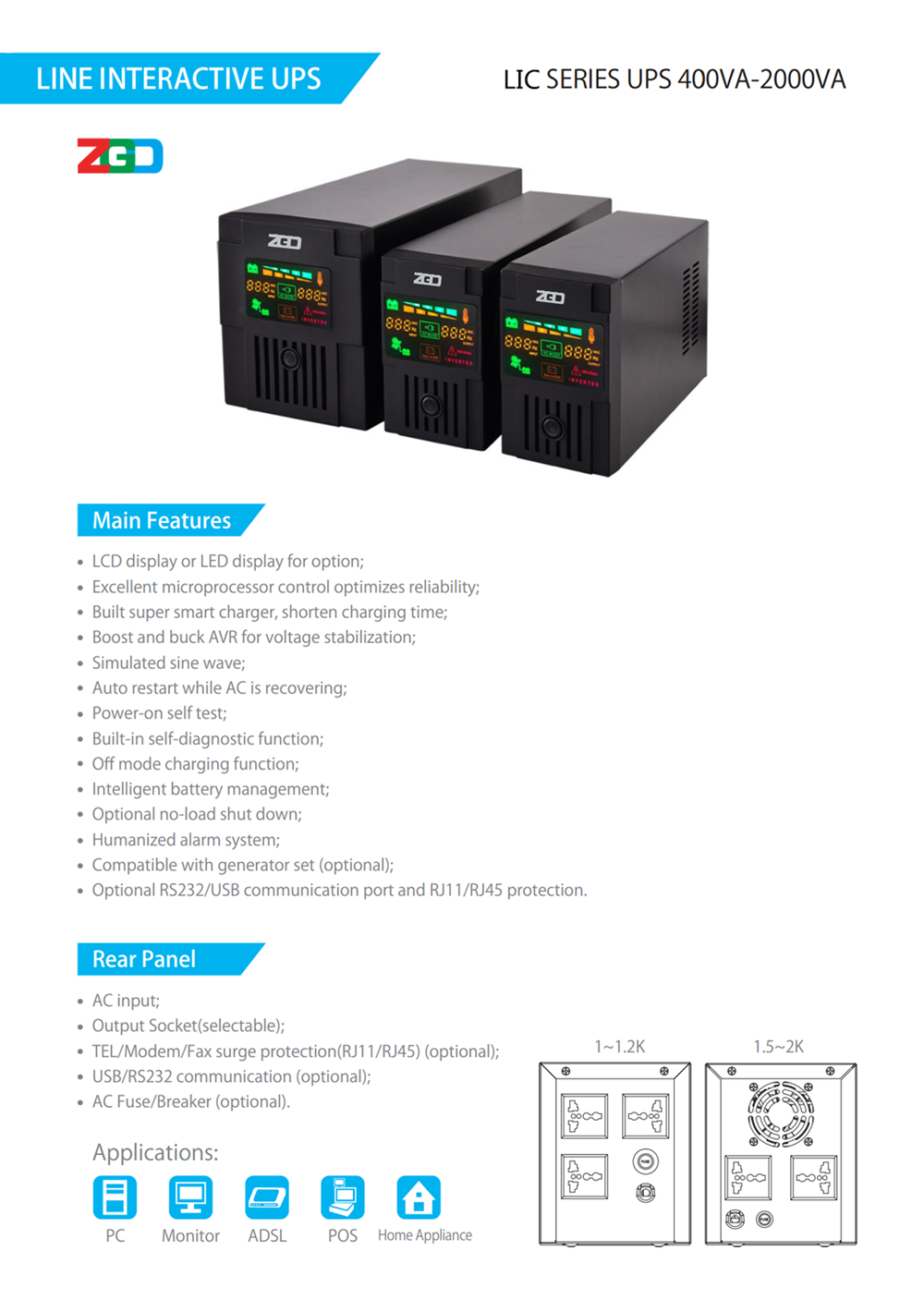 720W 1200VA Mini UPS Power Supply For House Router Computer