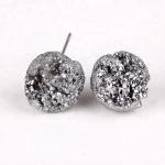 Natural druzy fancy cute small charms post stud earrings stainless steel ear